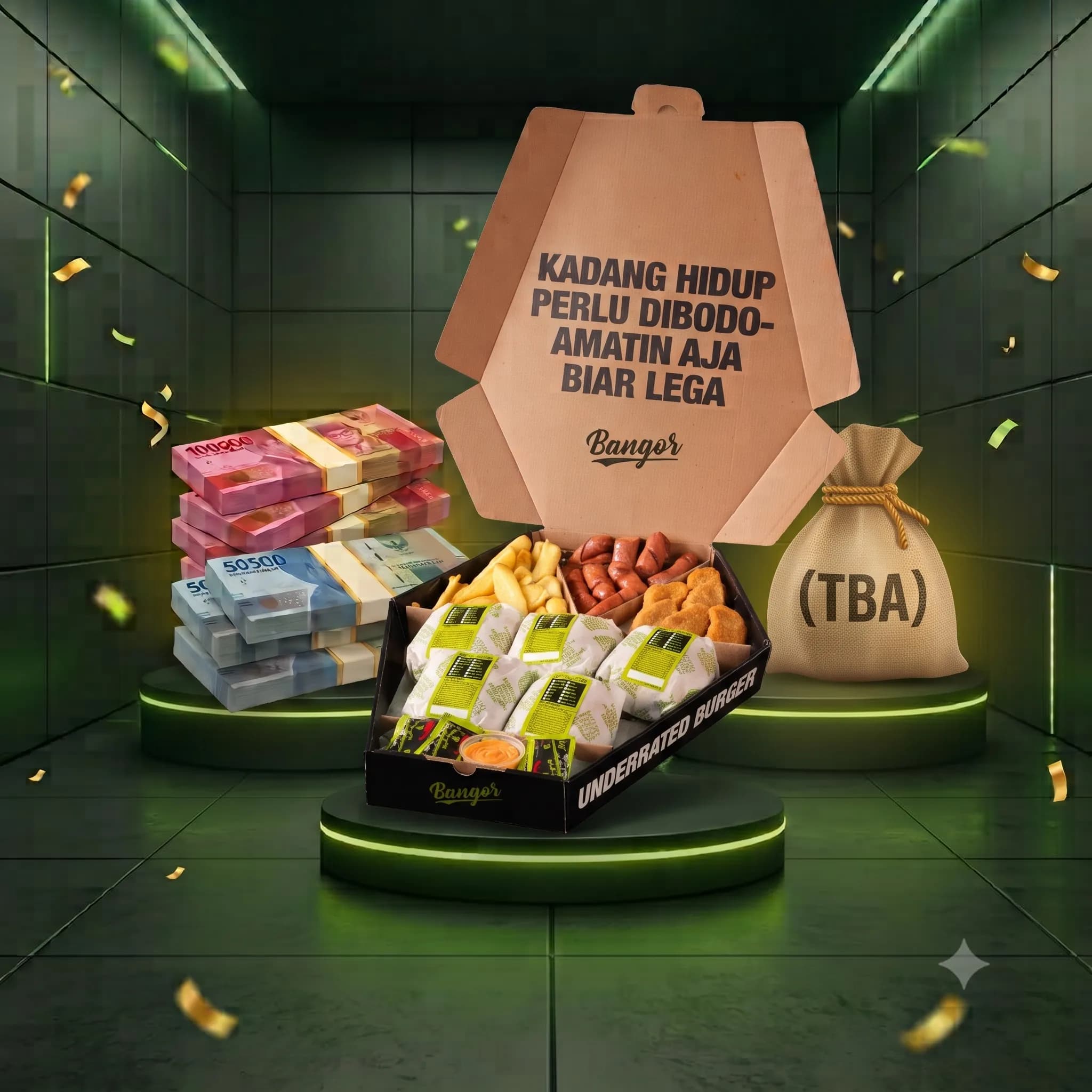 GRILLBOX + HAMPERS BURGER BANGOR +  Rp.1.000.000